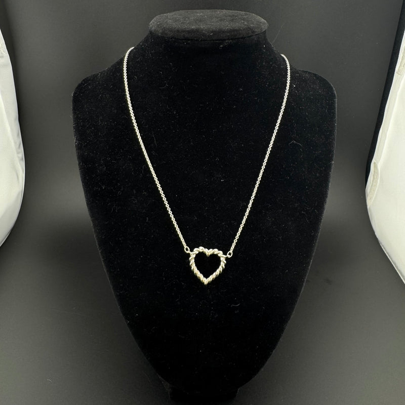 Tiffany & Co. Twisted Rope Heart Sterling Silver Necklace 15in