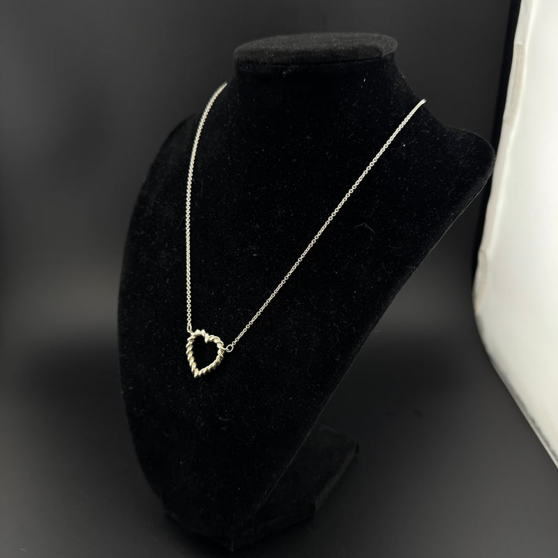 Tiffany & Co. Twisted Rope Heart Sterling Silver Necklace 15in