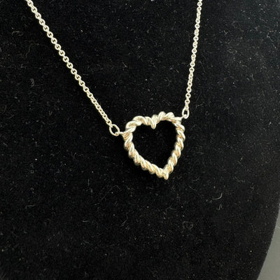 Tiffany & Co. Twisted Rope Heart Sterling Silver Necklace 15in