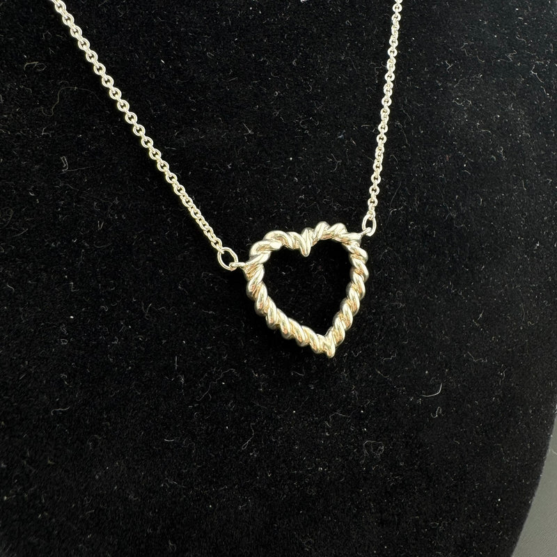 Tiffany & Co. Twisted Rope Heart Sterling Silver Necklace 15in