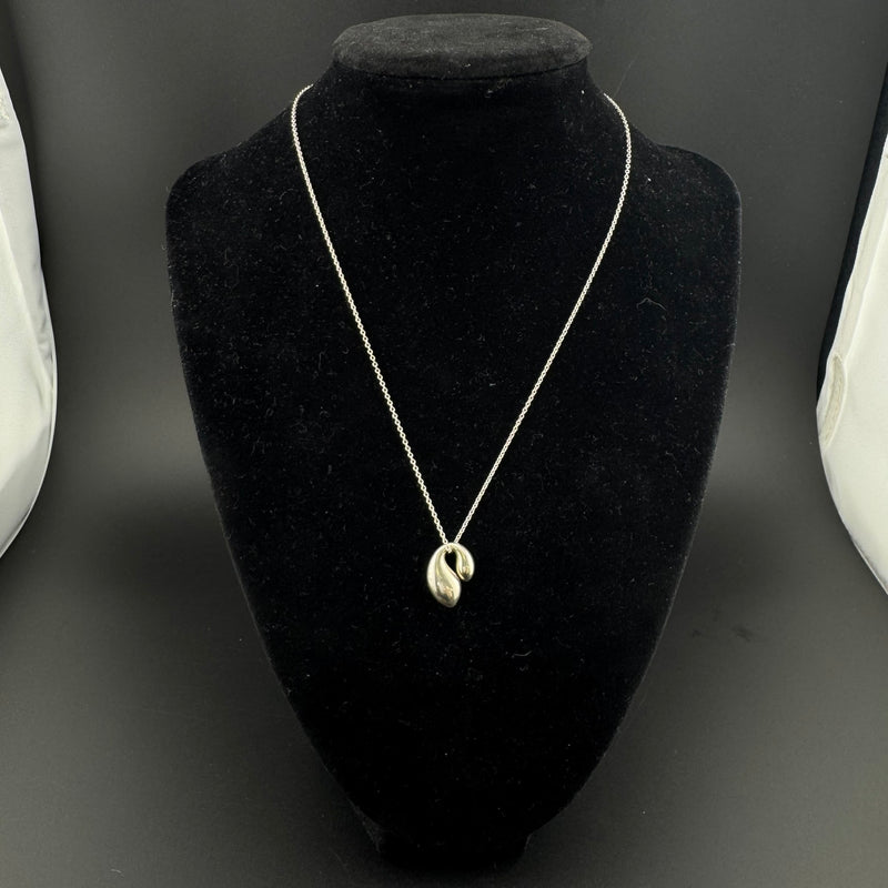 Tiffany & Co. Elsa Peretti Double Teardrop Sterling Silver Necklace 15in