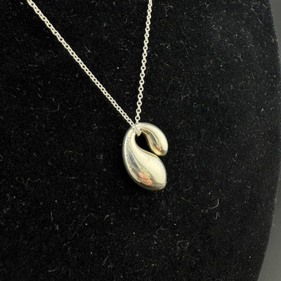 Tiffany & Co. Elsa Peretti Double Teardrop Sterling Silver Necklace 15in