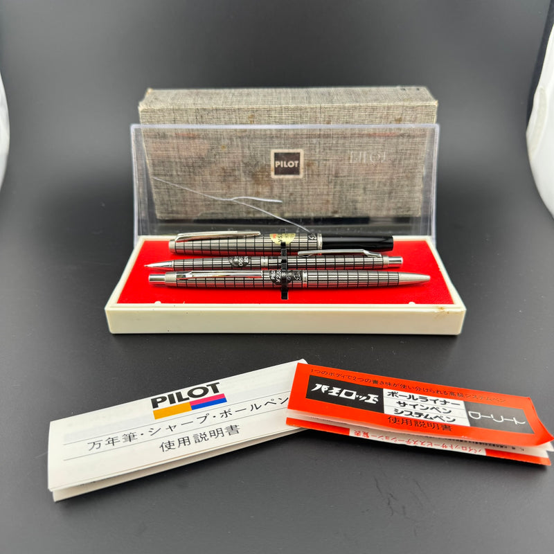 Pilot Elite ES-500 Fountain Pen Ballpoint Mech Pencil Set w/Box & Papers