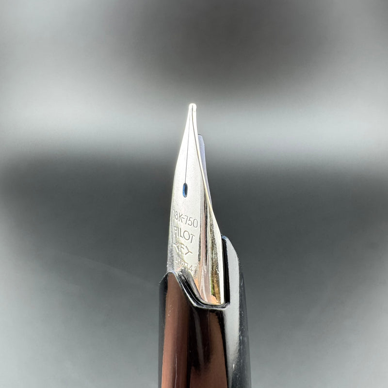 Pilot Elite Steel Checkered Pocket Fountain Pen 18K Gold F Nib Oct 1974