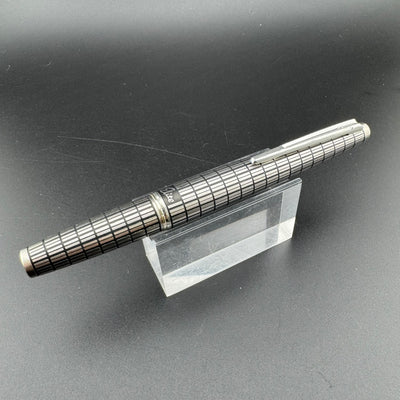 Pilot Elite Steel Checkered Pocket Fountain Pen 18K Gold F Nib Oct 1974