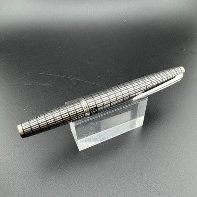 Pilot Elite Steel Checkered Pocket Fountain Pen 18K Gold F Nib Oct 1974