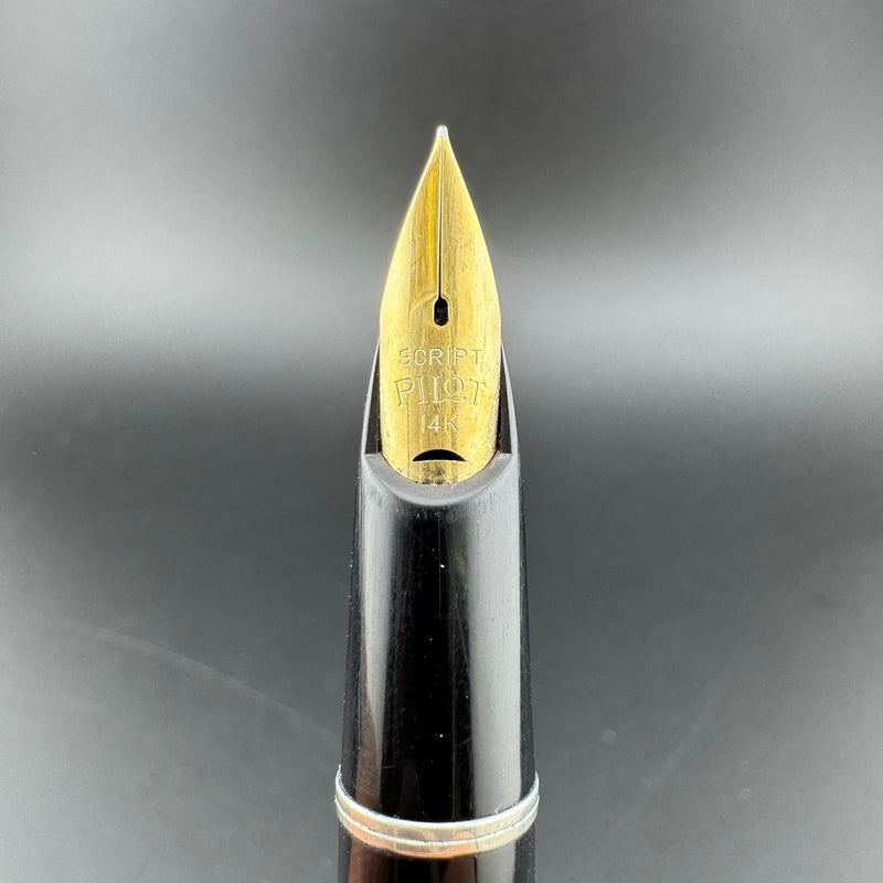 Pilot Super 200 Black & Silver Fountain Pen 14K Gold Script Nib Unrestored