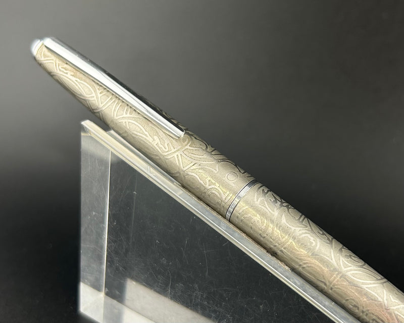 Platinum Silver Scroll Fountain Pen 18K White Gold Fine Nib