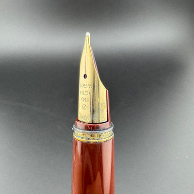 Pilot Deluxe Red Resin Fountain Pen 14K Gold Medium Nib Aug 1984