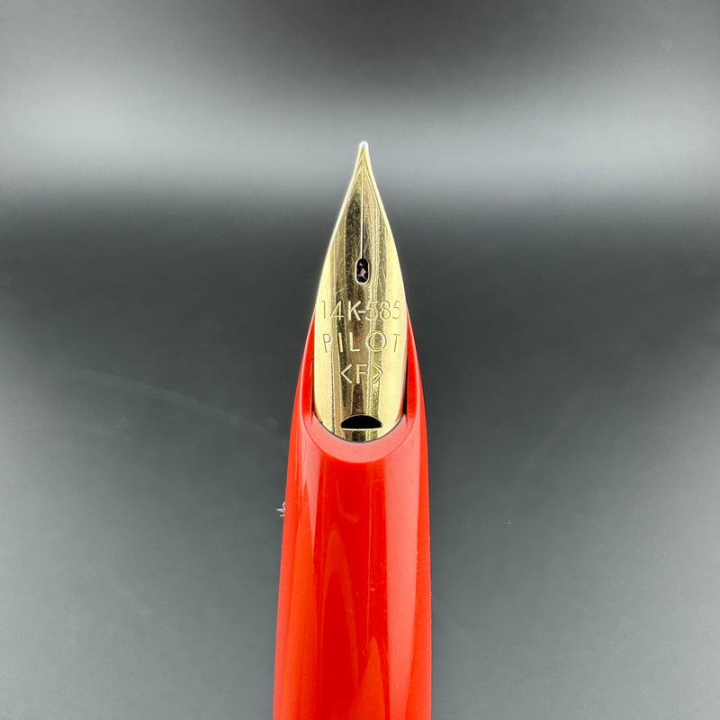 Pilot Red Leather Wrapped Fountain Pen 14K Gold Fine Nib