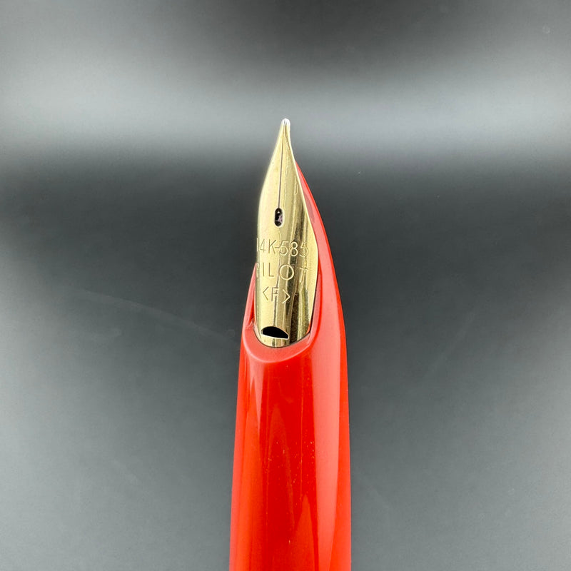 Pilot Red Leather Wrapped Fountain Pen 14K Gold Fine Nib
