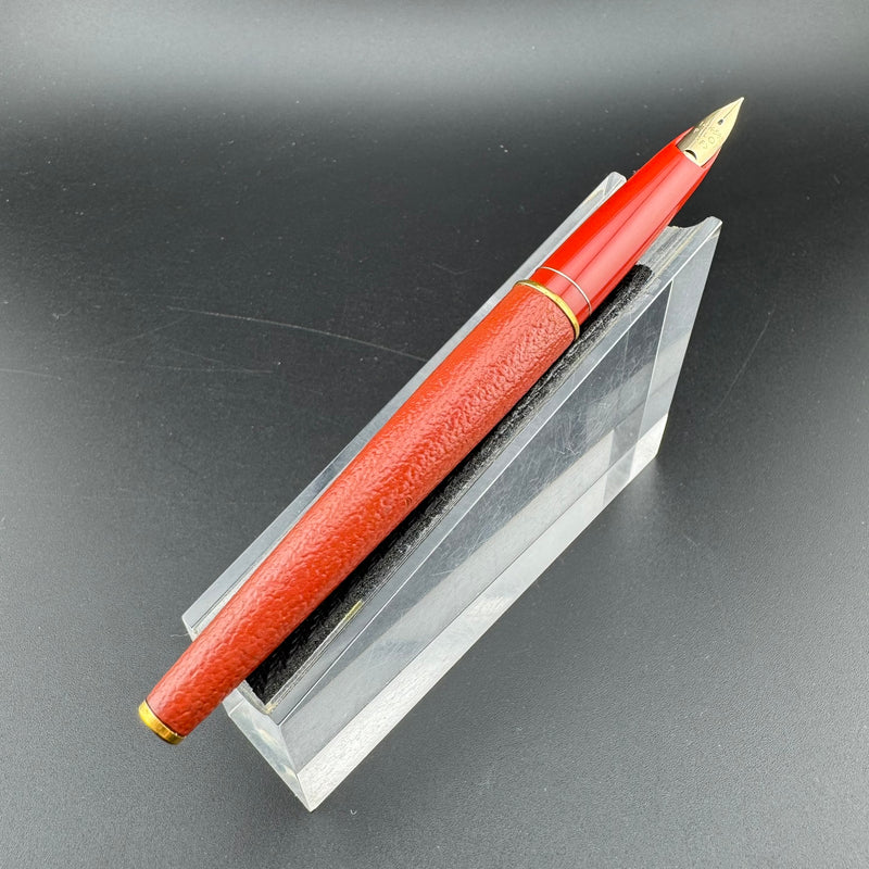 Pilot Red Leather Wrapped Fountain Pen 14K Gold Fine Nib
