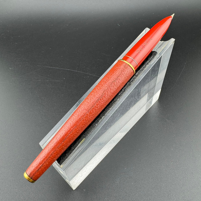 Pilot Red Leather Wrapped Fountain Pen 14K Gold Fine Nib