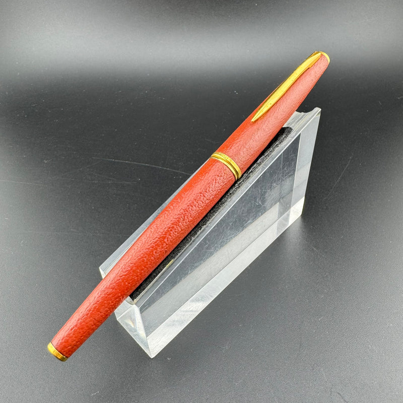 Pilot Red Leather Wrapped Fountain Pen 14K Gold Fine Nib