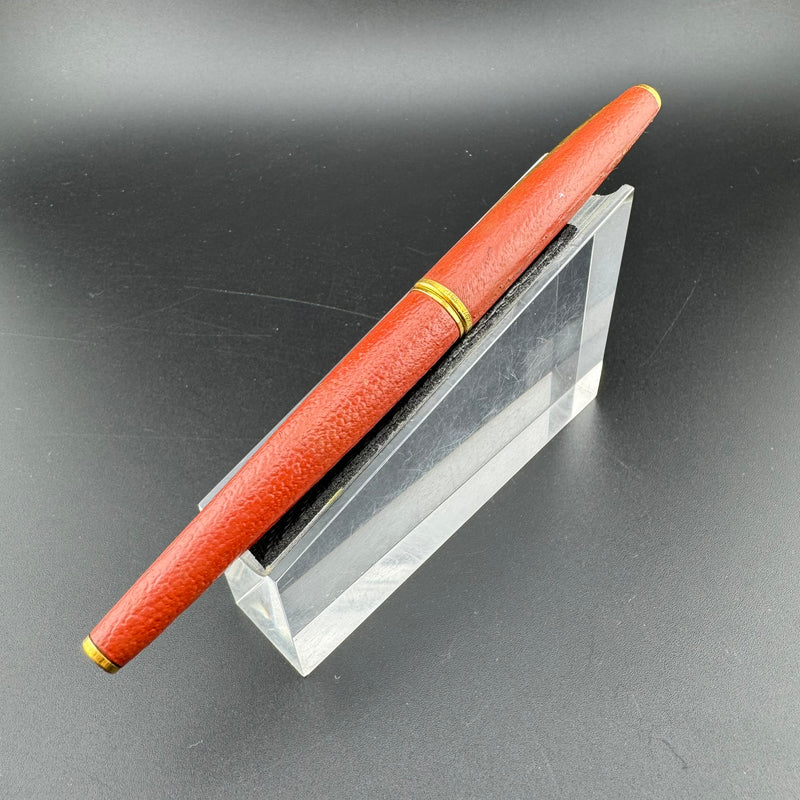 Pilot Red Leather Wrapped Fountain Pen 14K Gold Fine Nib