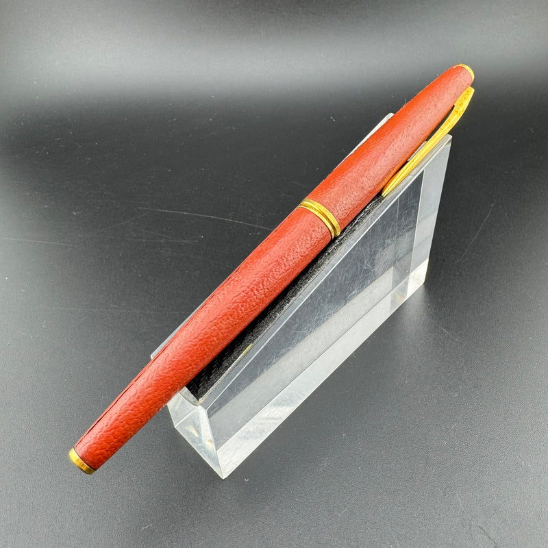 Pilot Red Leather Wrapped Fountain Pen 14K Gold Fine Nib
