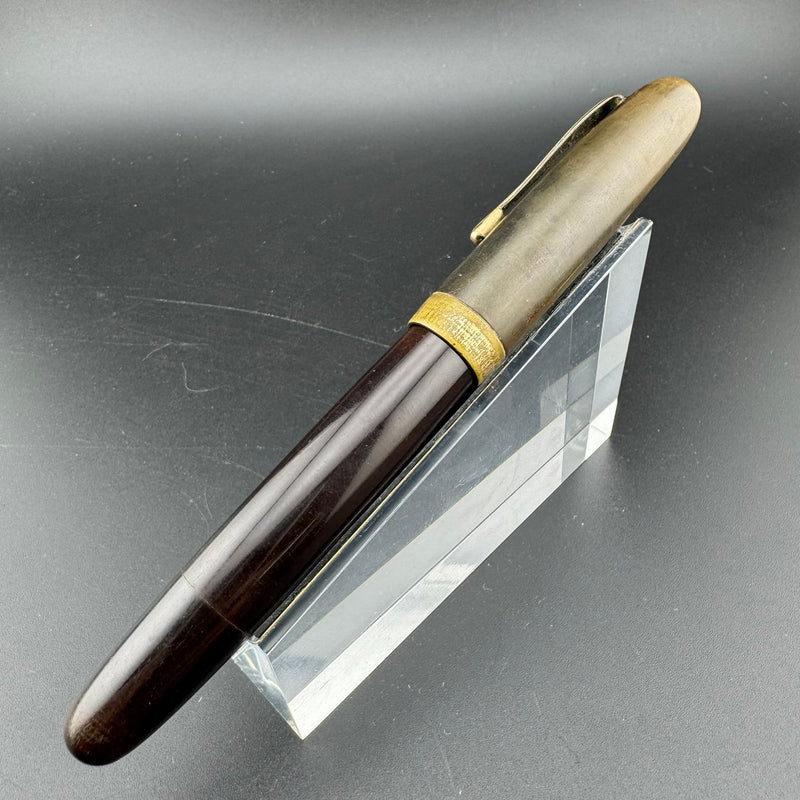 Warranted Ebonite Eyedropper Fountain Pen 14K Gold Medium Nib Unrestored