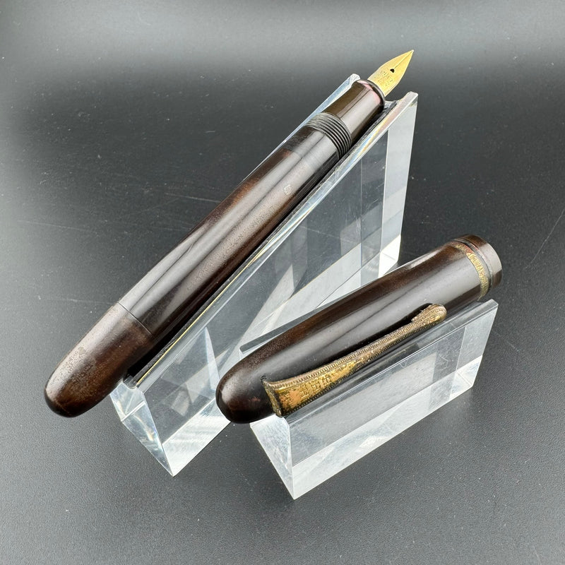 HHH Ebonite Eyedropper Fountain Pen 14K Gold Pilot Fine Nib Unrestored