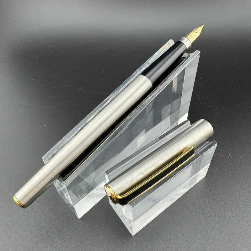 Sailor Slimline Steel & Black Resin Fountain Pen 14K Gold Fine Nib