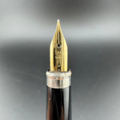 Sailor Slimline Steel & Black Resin Fountain Pen 14K Gold Fine Nib