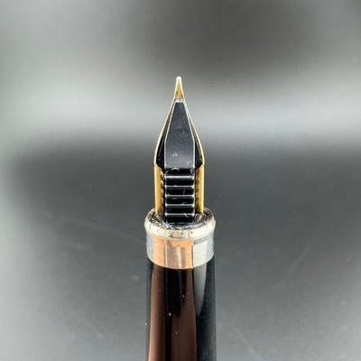 Sailor Slimline Steel & Black Resin Fountain Pen 14K Gold Fine Nib