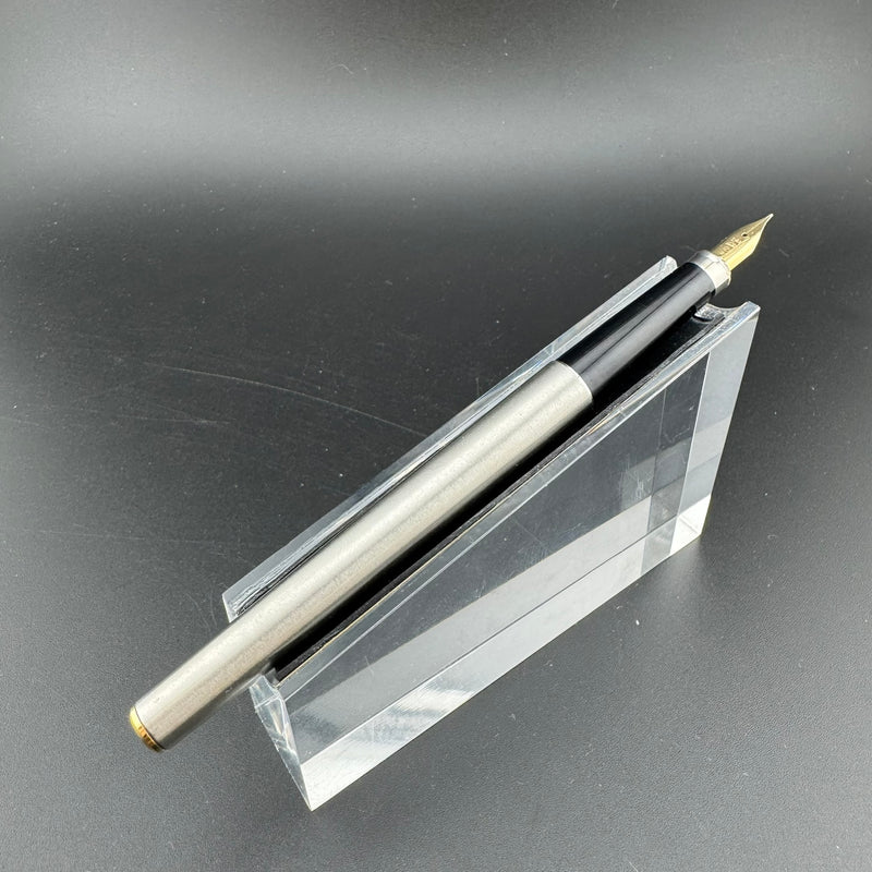 Sailor Slimline Steel & Black Resin Fountain Pen 14K Gold Fine Nib