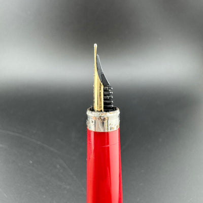 Sailor Slimline Steel & Red Resin Fountain Pen 14K Gold Fine Nib