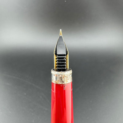 Sailor Slimline Steel & Red Resin Fountain Pen 14K Gold Fine Nib