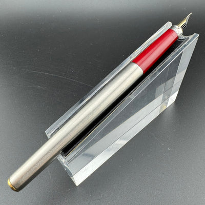 Sailor Slimline Steel & Red Resin Fountain Pen 14K Gold Fine Nib