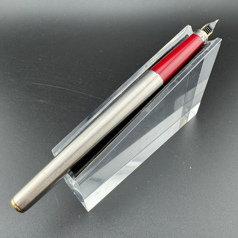Sailor Slimline Steel & Red Resin Fountain Pen 14K Gold Fine Nib