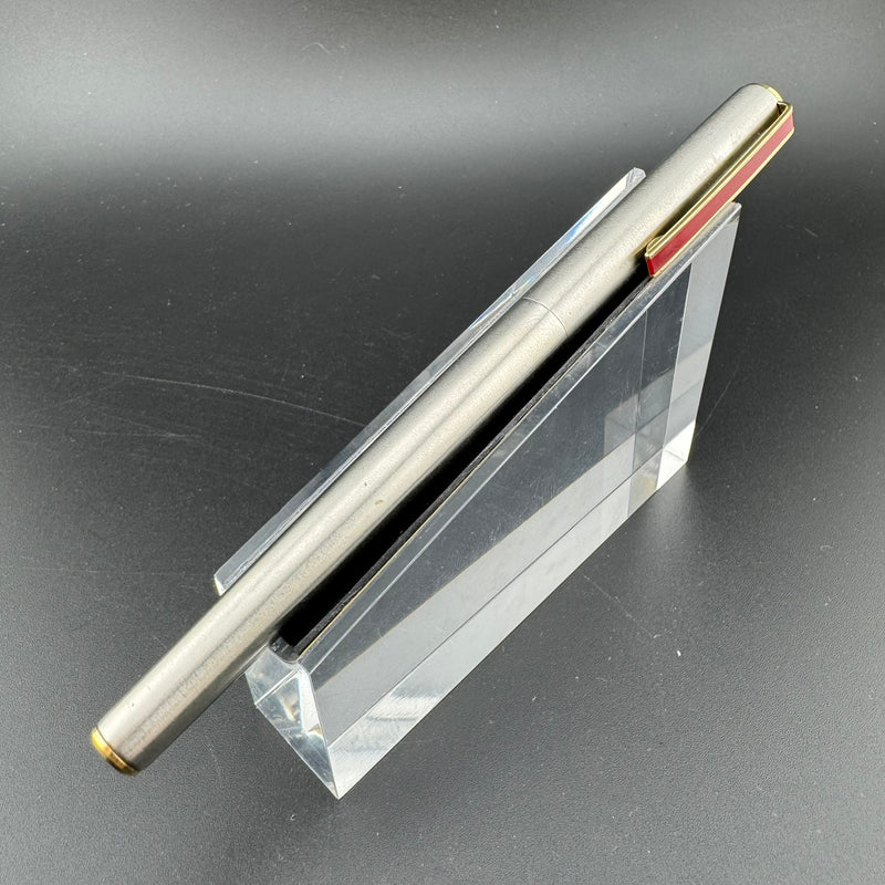 Sailor Slimline Steel & Red Resin Fountain Pen 14K Gold Fine Nib