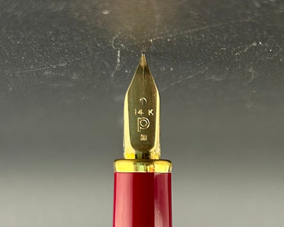Platinum Red Leather Fountain Pen 14K Gold, Fine Nib w/ Box