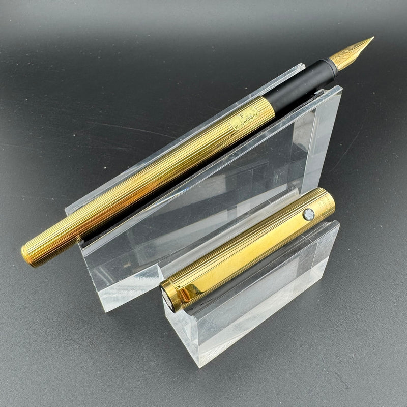 Montblanc SlimLine 2nd Generation Gold Pinstripe Fountain Pen Steel Fine Nib