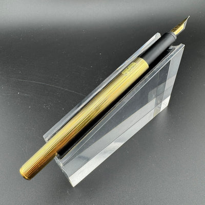 Montblanc SlimLine 2nd Generation Gold Pinstripe Fountain Pen Steel Fine Nib
