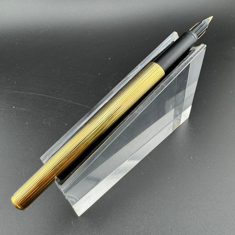 Montblanc SlimLine 2nd Generation Gold Pinstripe Fountain Pen Steel Fine Nib