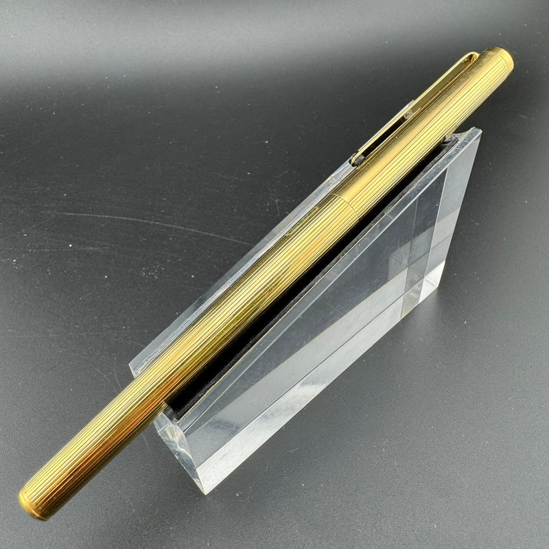 Montblanc SlimLine 2nd Generation Gold Pinstripe Fountain Pen Steel Fine Nib