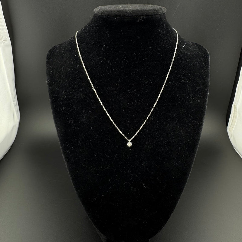 Tiffany & Co. Solitaire Platinum & Diamond Pendant Necklace 0.17ct 16in