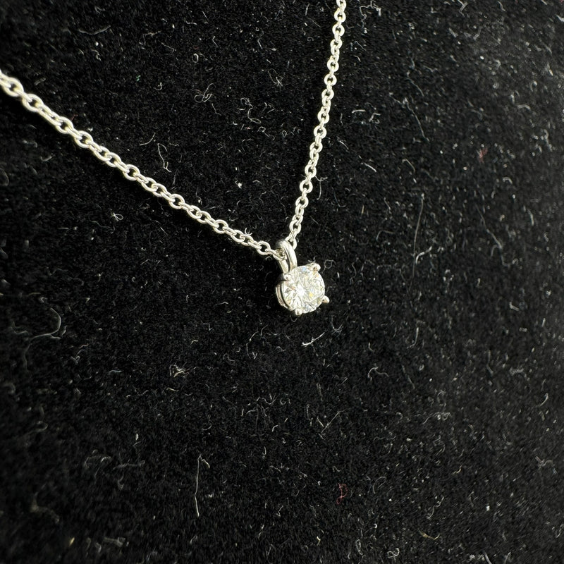 Tiffany & Co. Solitaire Platinum & Diamond Pendant Necklace 0.17ct 16in