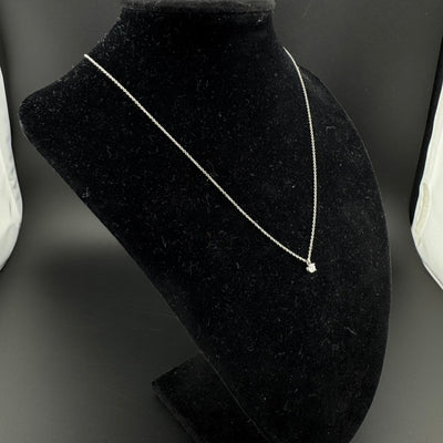 Tiffany & Co. Solitaire Platinum & Diamond Pendant Necklace 0.17ct 16in