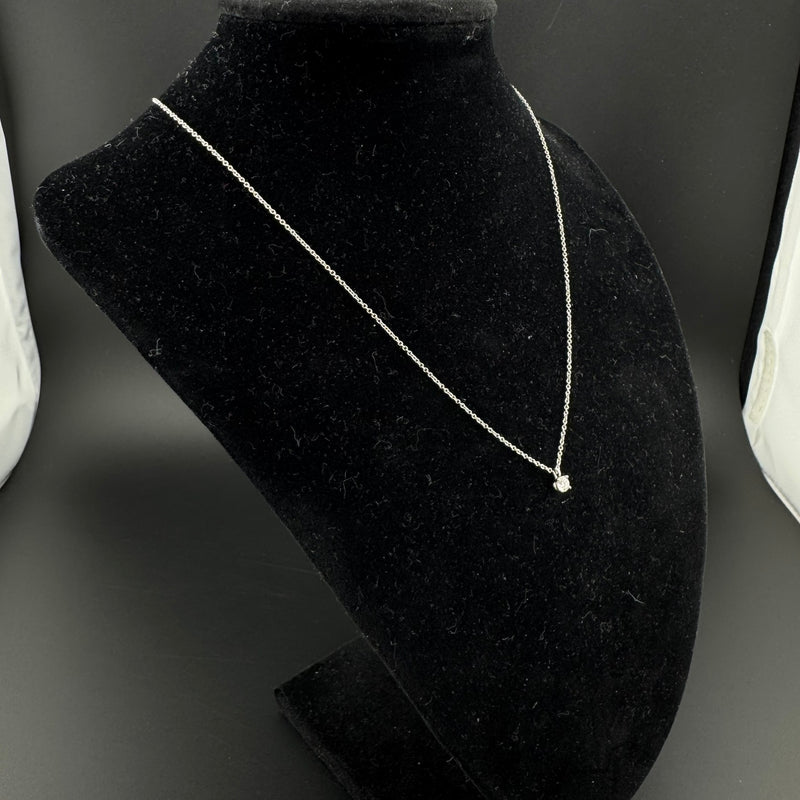 Tiffany & Co. Solitaire Platinum & Diamond Pendant Necklace 0.17ct 16in