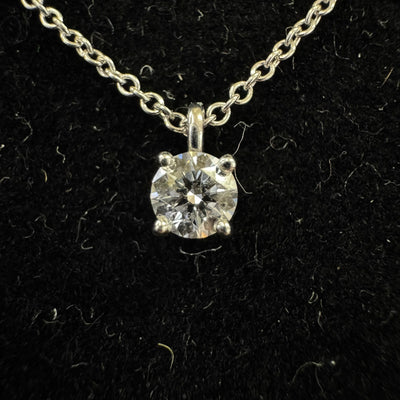 Tiffany & Co. Solitaire Platinum & Diamond Pendant Necklace 0.17ct 16in