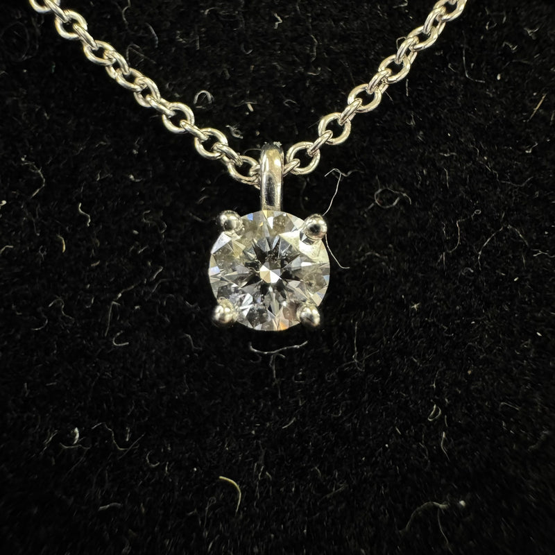 Tiffany & Co. Solitaire Platinum & Diamond Pendant Necklace 0.17ct 16in