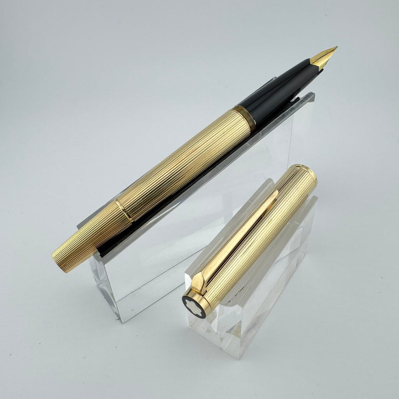 Montblanc Meisterstück No. 1246 Gold Plated Fountain Pen 18K Gold Med Nib Serviced