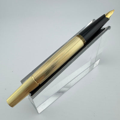 Montblanc Meisterstück No. 1246 Gold Plated Fountain Pen 18K Gold Med Nib Serviced