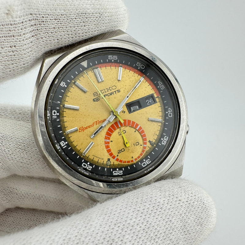 Seiko 5 Sports Speed-Timer Ref. 6139-7060 Gold Dial Chronograph Watch NR
