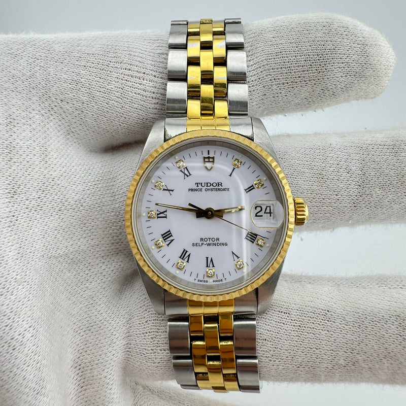 TUDOR Prince Oysterdate Ref. 72033 Two-Tone Diamond Dial Automatic Watch