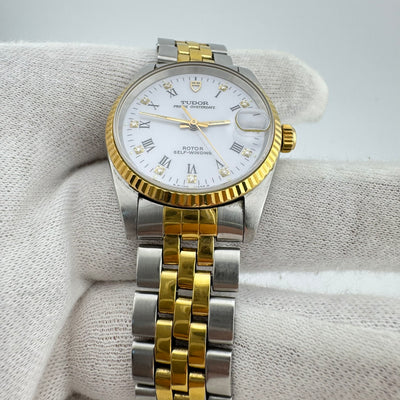 TUDOR Prince Oysterdate Ref. 72033 Two-Tone Diamond Dial Automatic Watch