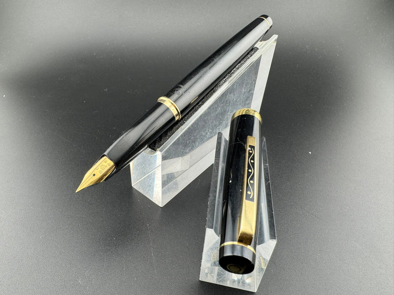 Platinum Black Resin Fountain Pen 18K Gold Medium Nib