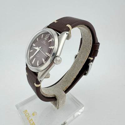 TUDOR Big Rose Oyster Prince Ref 7964 Maroon Dial Men's Automatic Watch