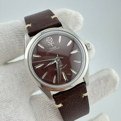 TUDOR Big Rose Oyster Prince Ref 7964 Maroon Dial Men's Automatic Watch